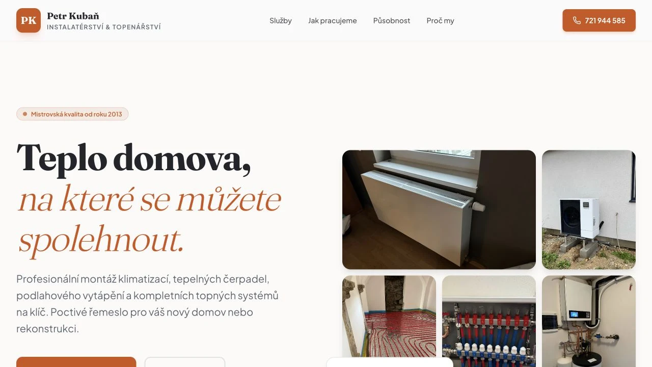 Ukázka veřejného webu Petra Kubaně.